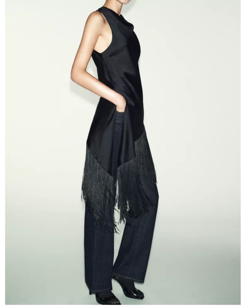 Zara Satin Fringed Top - Image 1