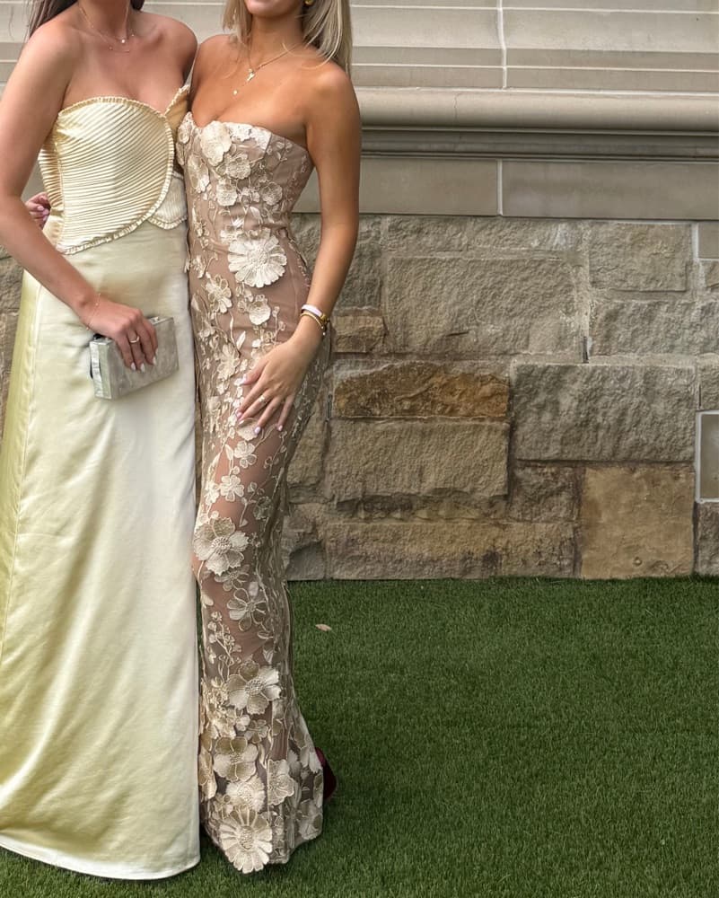 Gold floral bronx and banco dress - Image 3