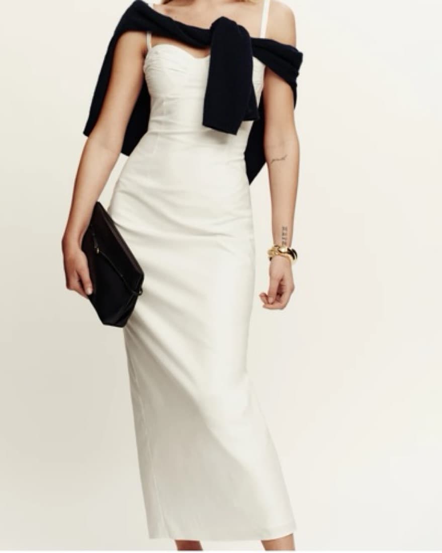 Refomation Stormi White Linen Midi Dress - Image 3
