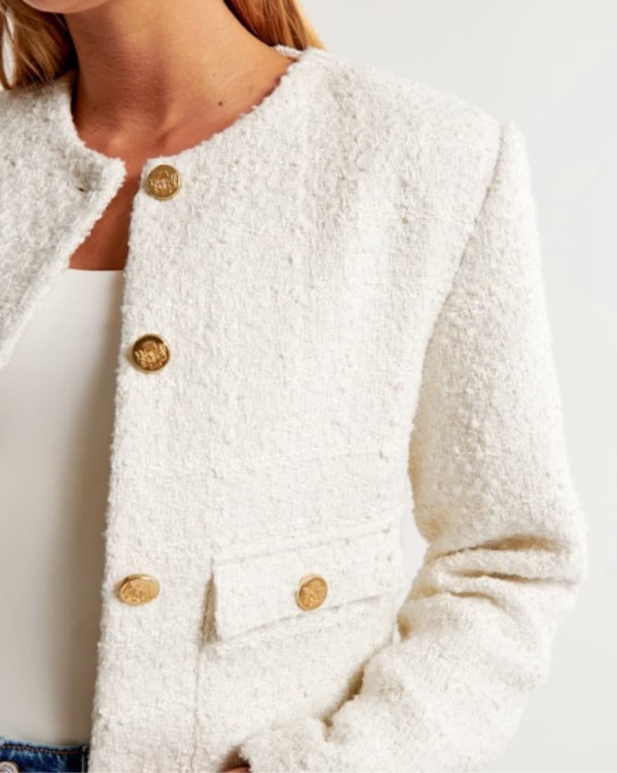 Collarless Tweed Jacket - Image 3