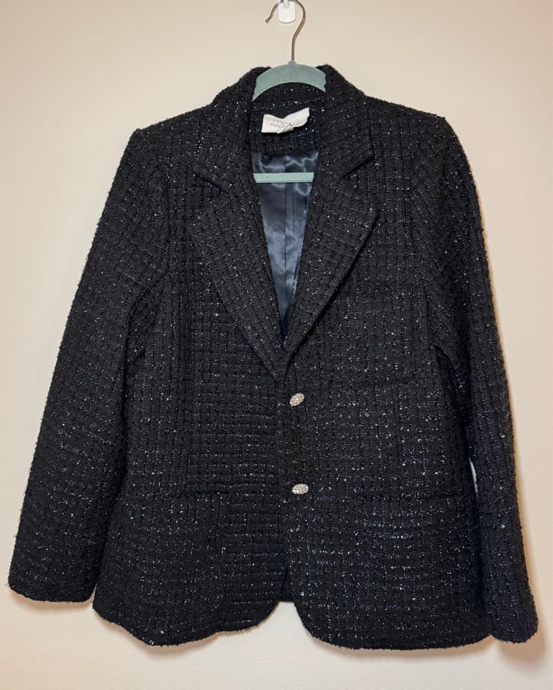 Chic Metallic Tweed Blazer - Image 1