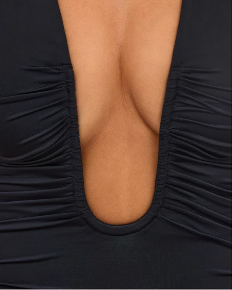 Deep V Backless Ruched Mini Dress - Image 4