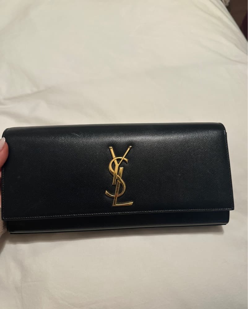 Sophisticated YSL Leather Clutch - Image 1