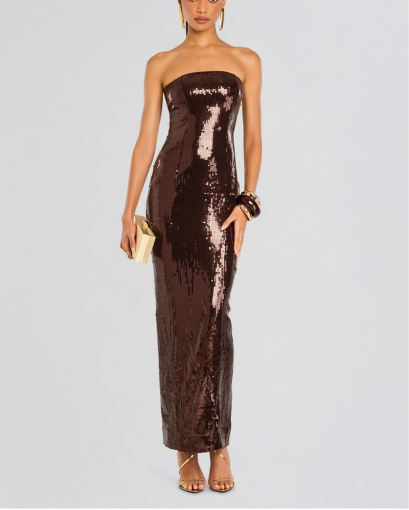 Retrofete Brown Sequin Dress - Image 1