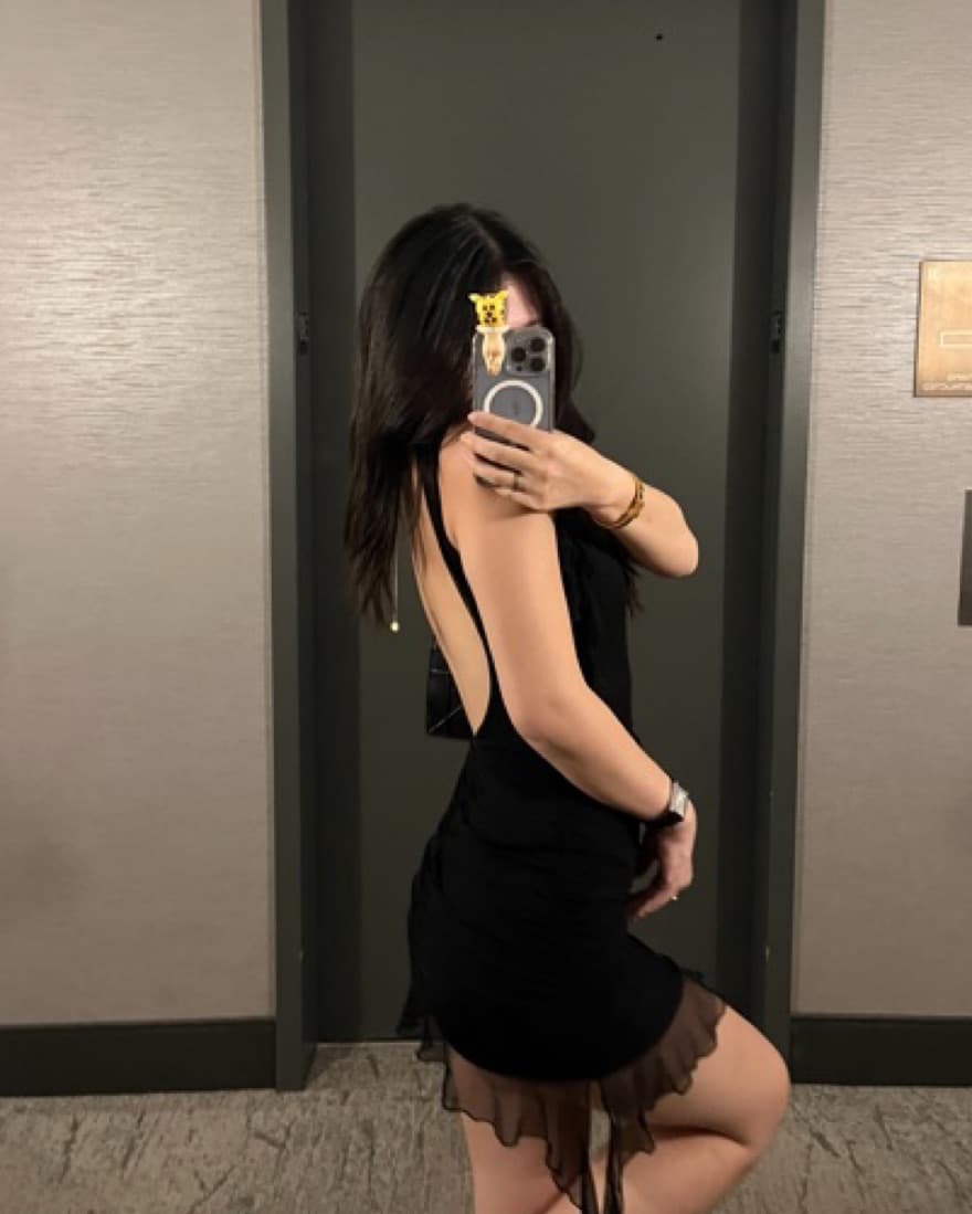black Ruffle Backless Mini Dress - Image 3