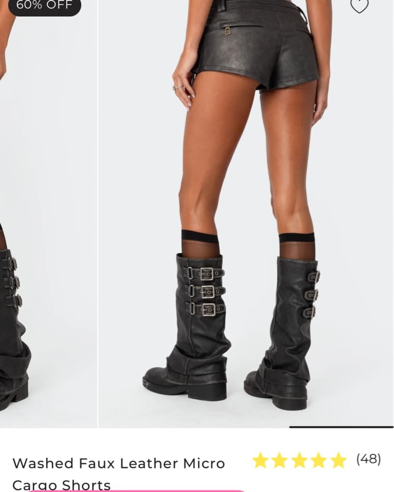 Edikted Faux Leather Micro Shorts - Image 2