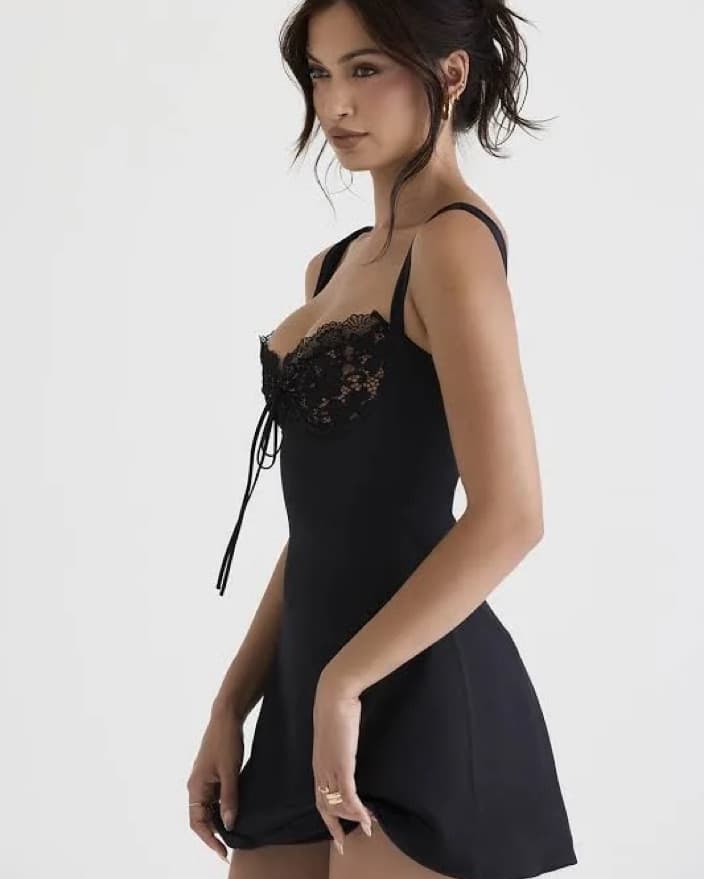 House Of CB Black Lace Mini Dress - Image 3