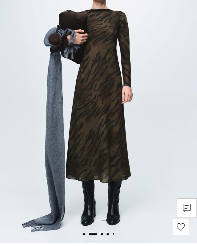 MANGO Satin Animal Print Dress - Image 1