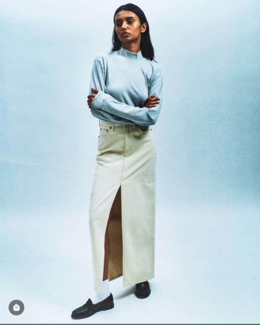 Still Here NYC Cream Denim Skirt - Image 1