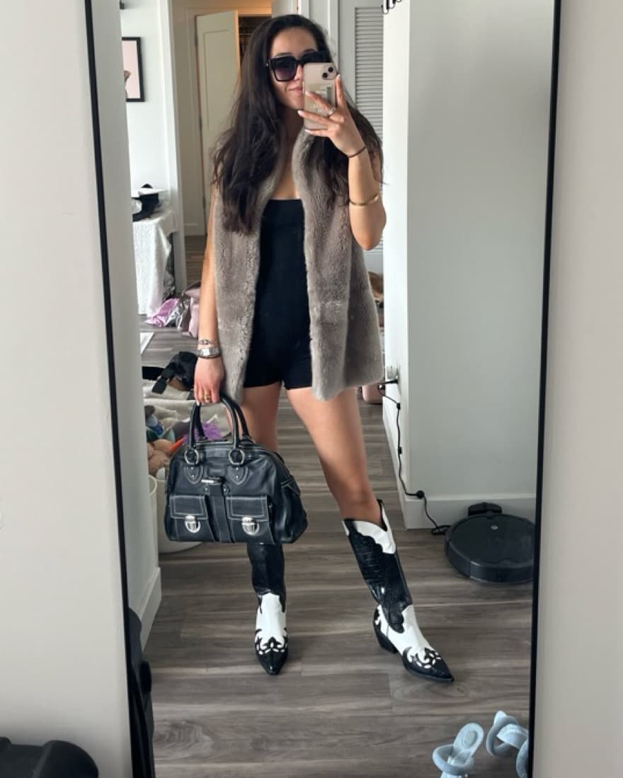 Black/White Cowboy Boots - Image 3