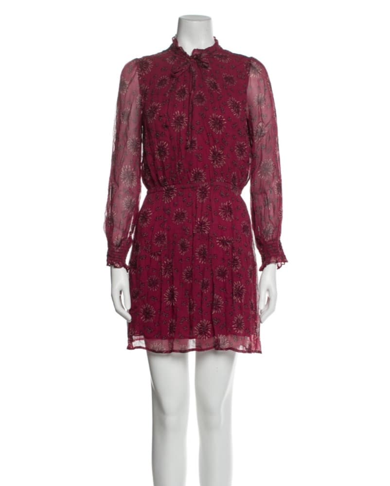 Red Long-sleeve Flouncy BA&SH Dress - Image 1