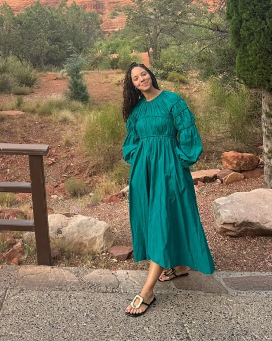 Teal Flowy Day Dress - Image 1
