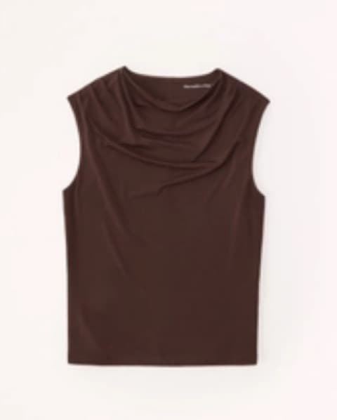 Brown Tuckable Draped Shell Top - Image 1