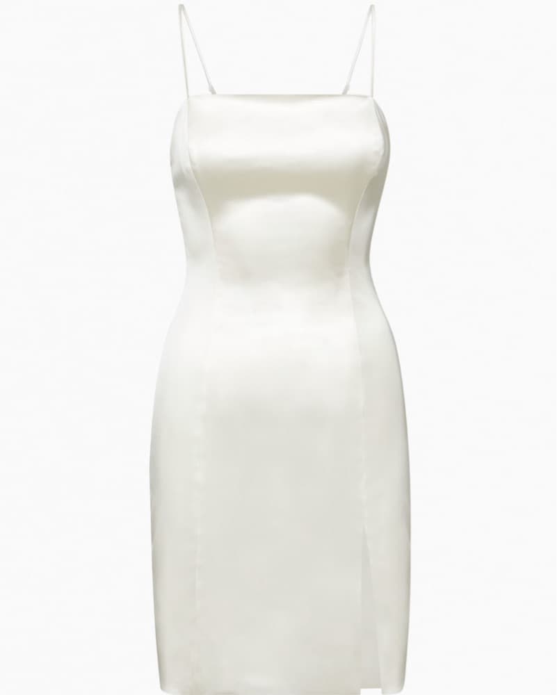 Sunday Best Shimmer Satin Knee Dress - Image 1