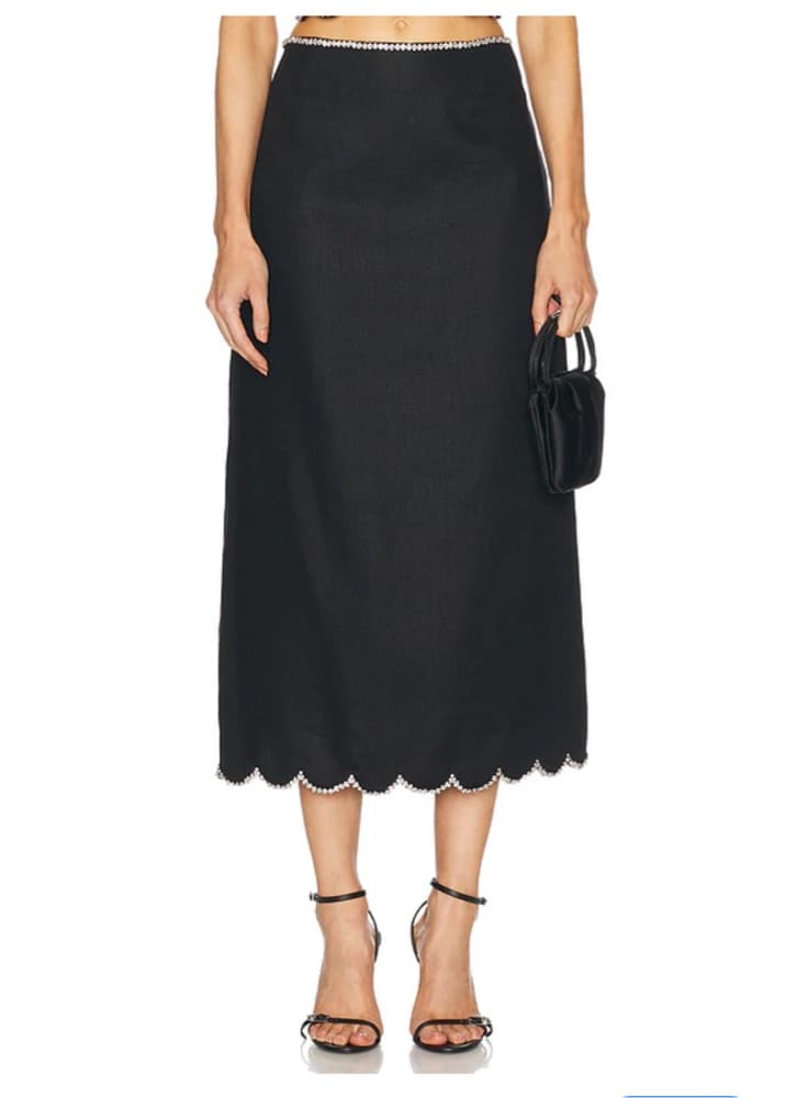 Zimmermann Crush Scalloped Midi Skirt  - Image 3