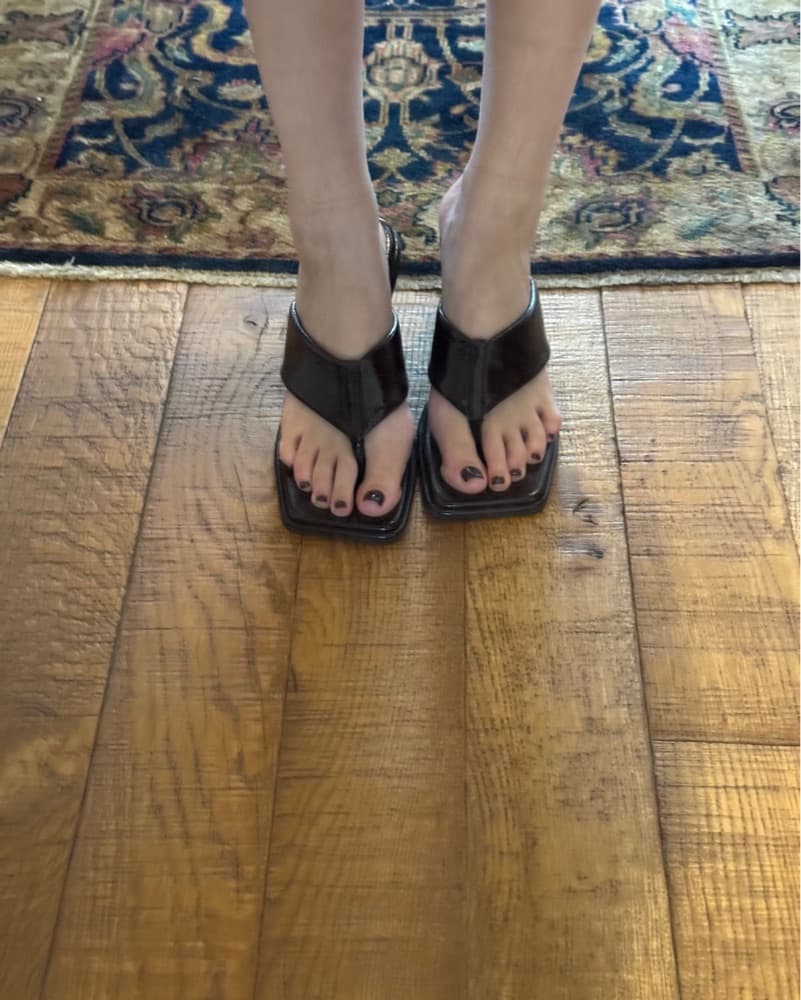 St Agni Patent Leather Wedge Sandals - Image 4
