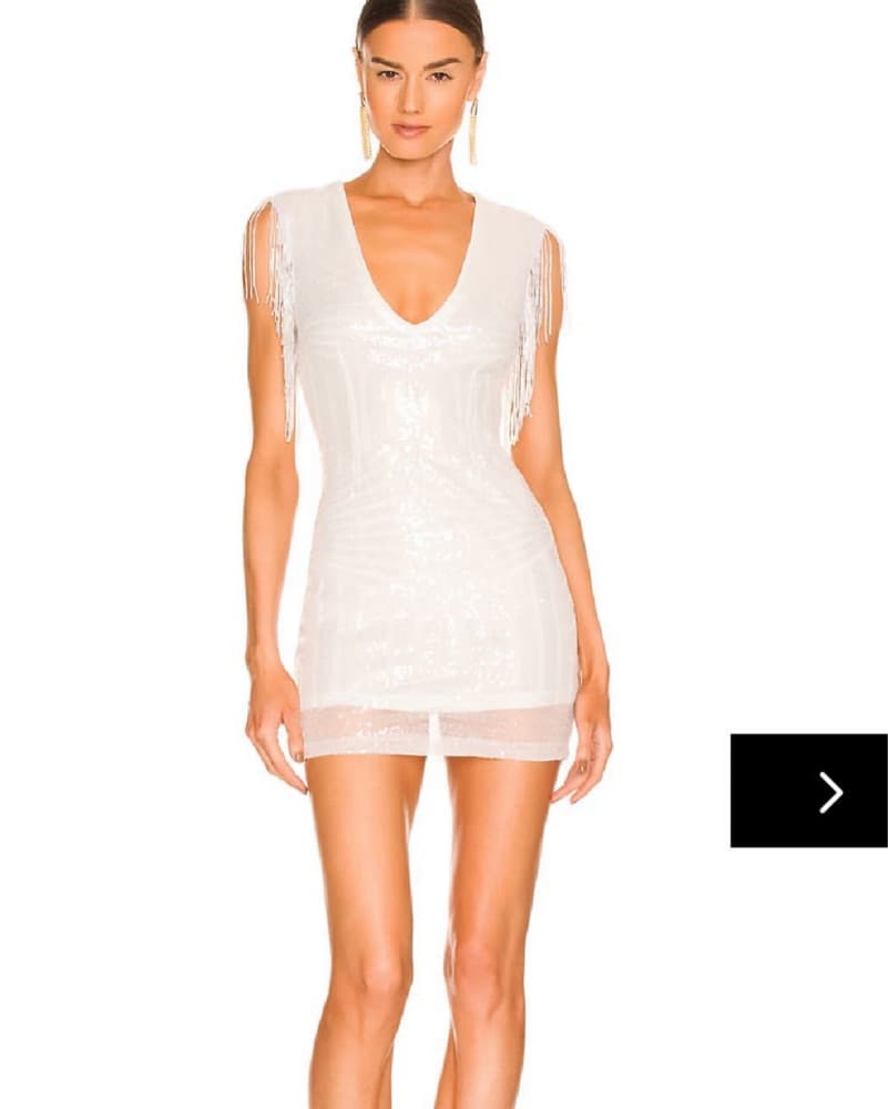 Superdown White Sequin Fringe Mini Dress - Image 1