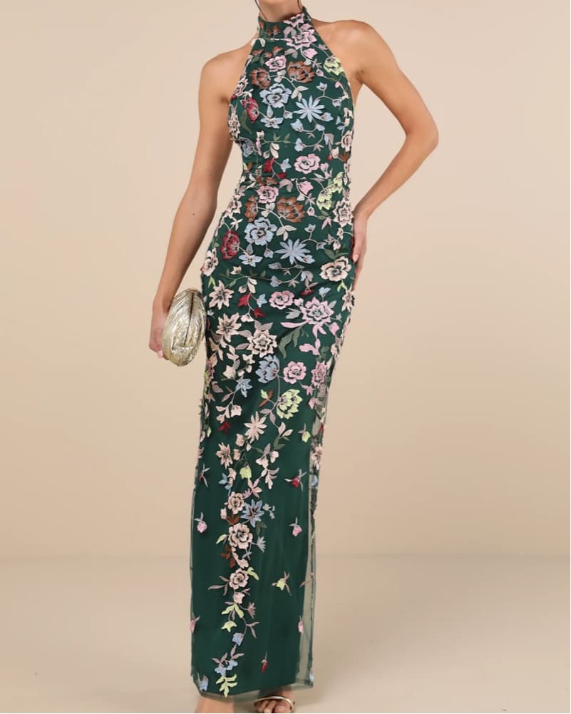 High Neck Floral Gown - Image 1