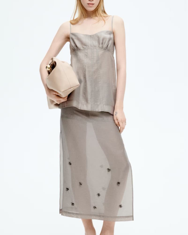 Gray Slip Skirt with Embellishments  - Image 3