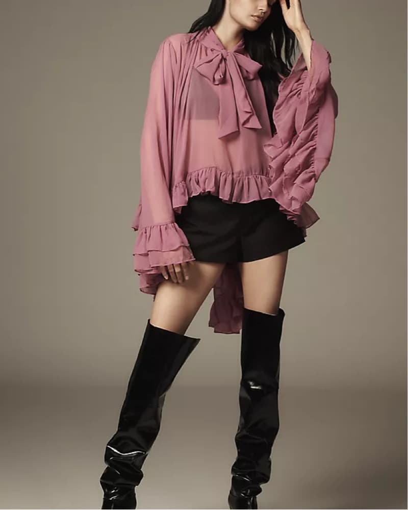 Anthropologie Fuchsia Ruffle Blouse  - Image 3