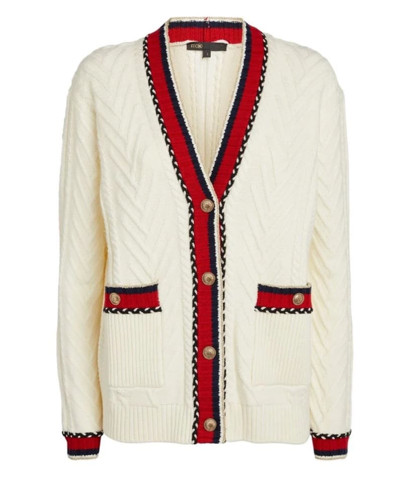 Maje Cream Cable-Knit Cardigan - Image 1