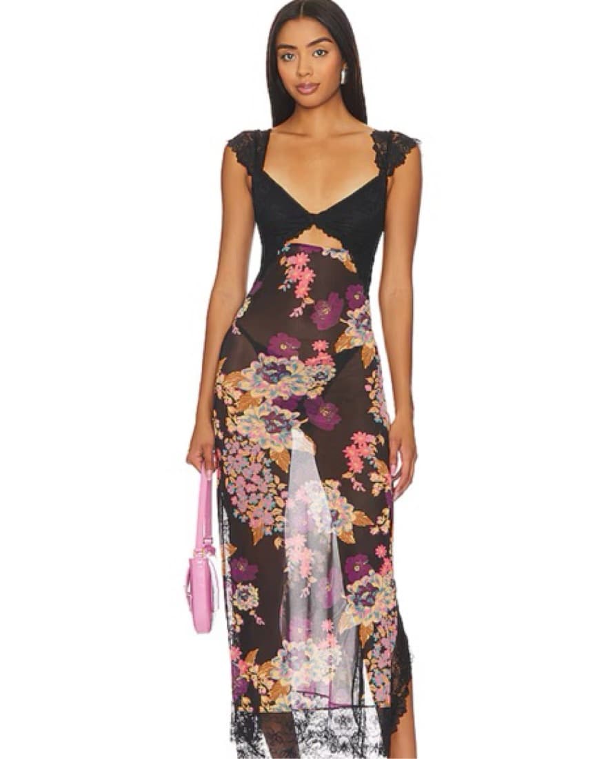 Free People Floral Sheer Midi Dress - Image 1