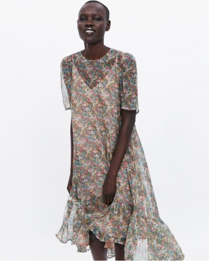 shimery sheer floral dress - Image 1