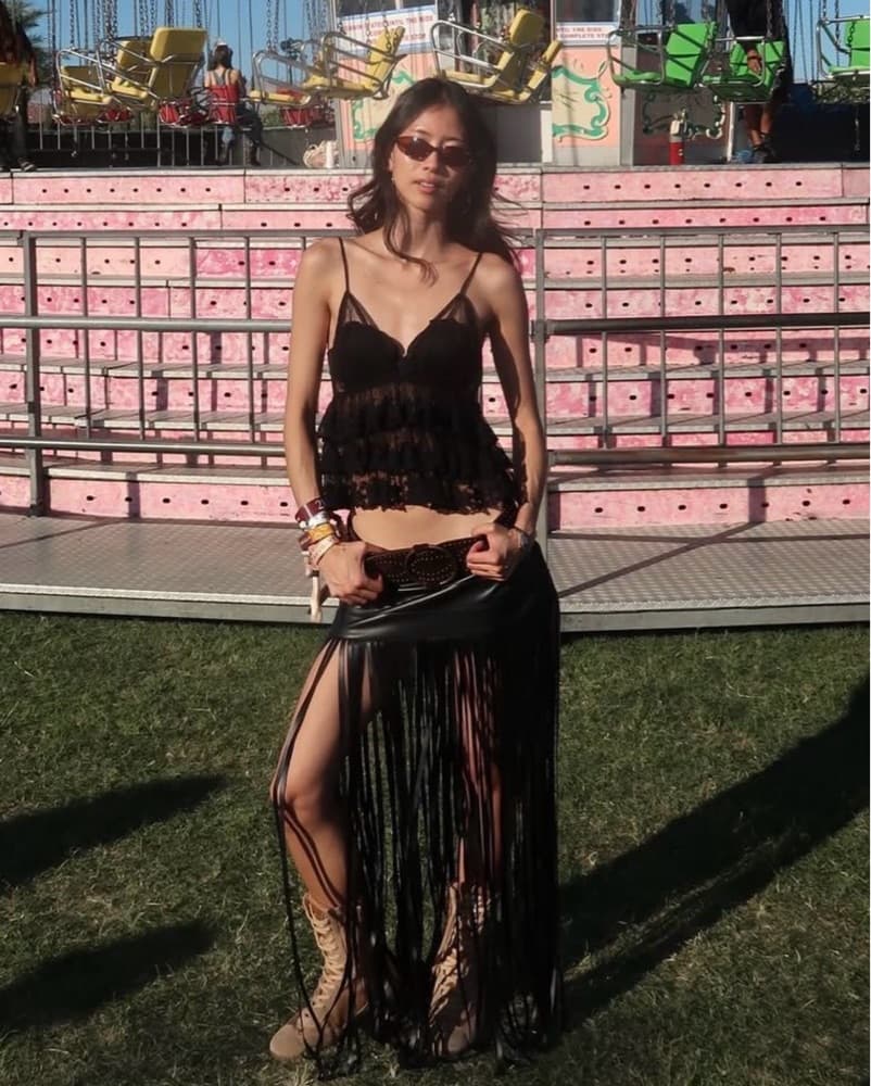 Living Fast Pu Fringe Skirt - Image 1