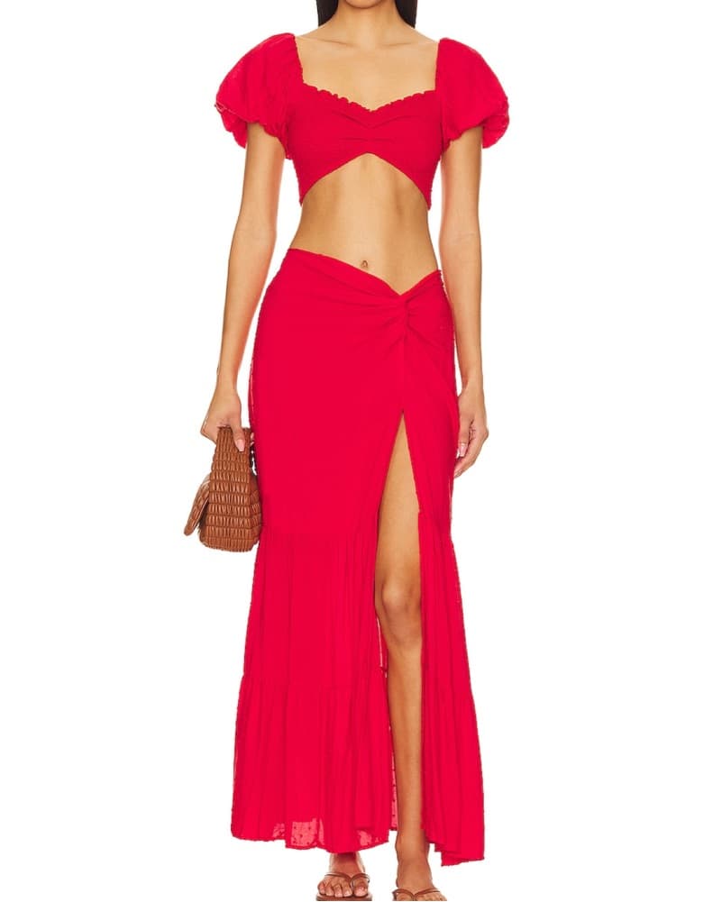 Vibrant Red Maxi Dress Set - Image 4