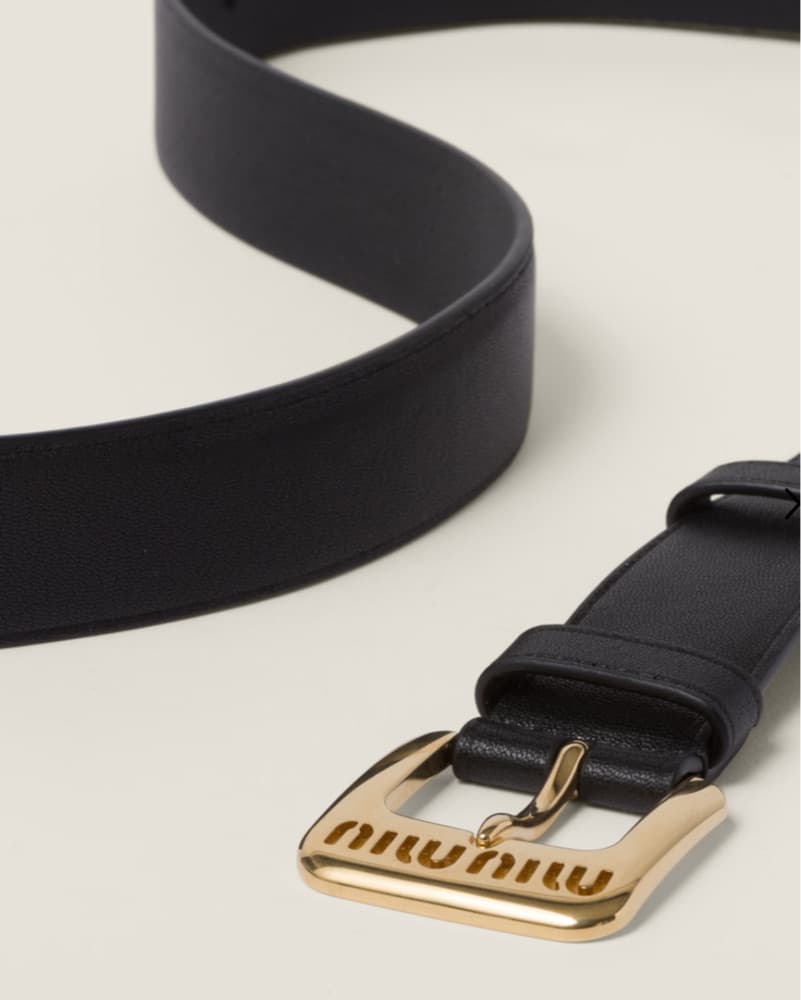 Miu Miu Belt Leather Black Gold Buckle - Image 3