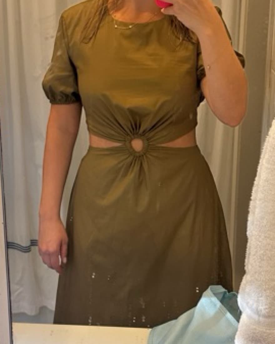 Olive Green Dress with Cutout Detail - Image 1