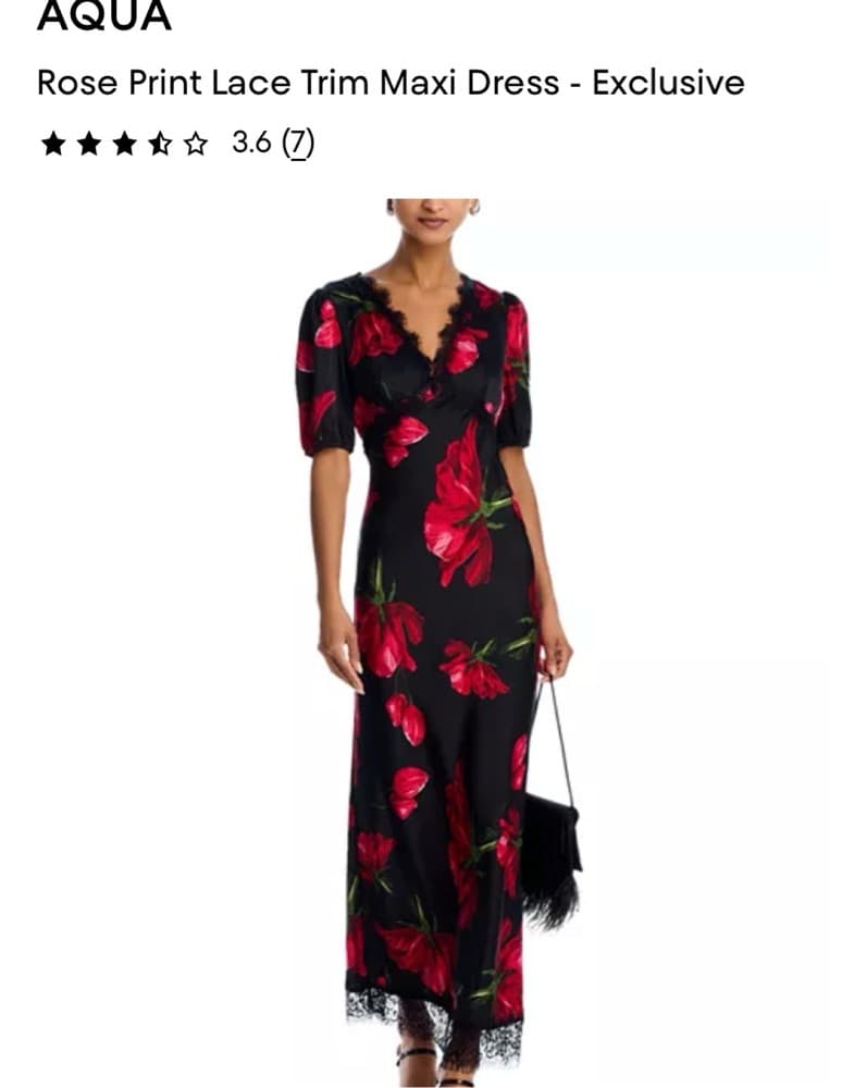 AQUA Floral Print Dress with Lace Trim - Image 1