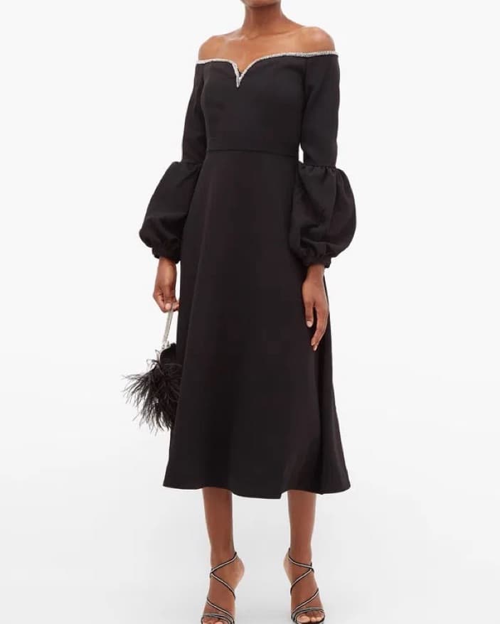 Black Self Portrait Midi Dress - Image 2