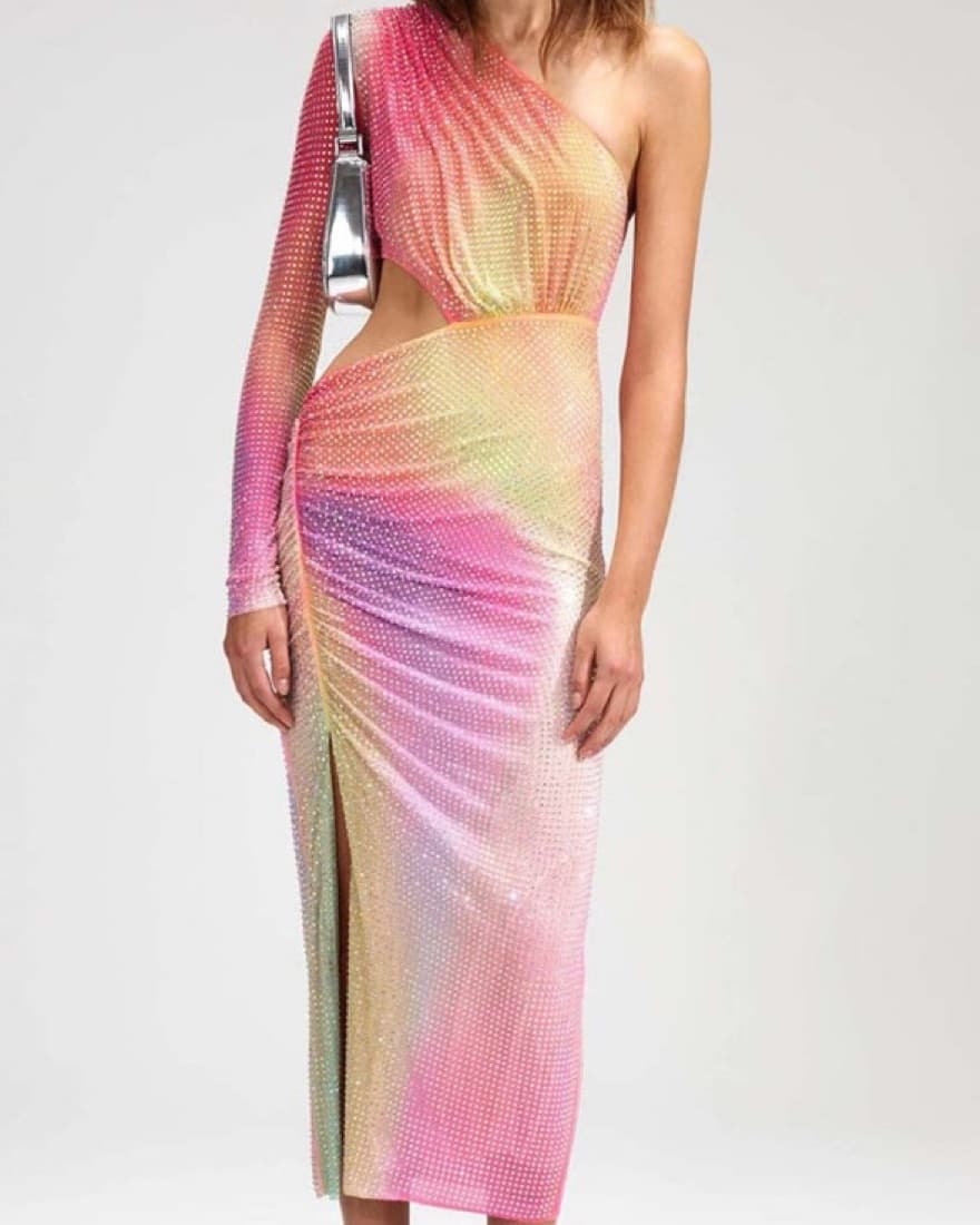 Self Portrait Rainbow Rhinestone Dress - Image 5