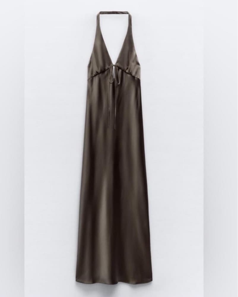Satin Halter Tie Formal Dress - Image 2