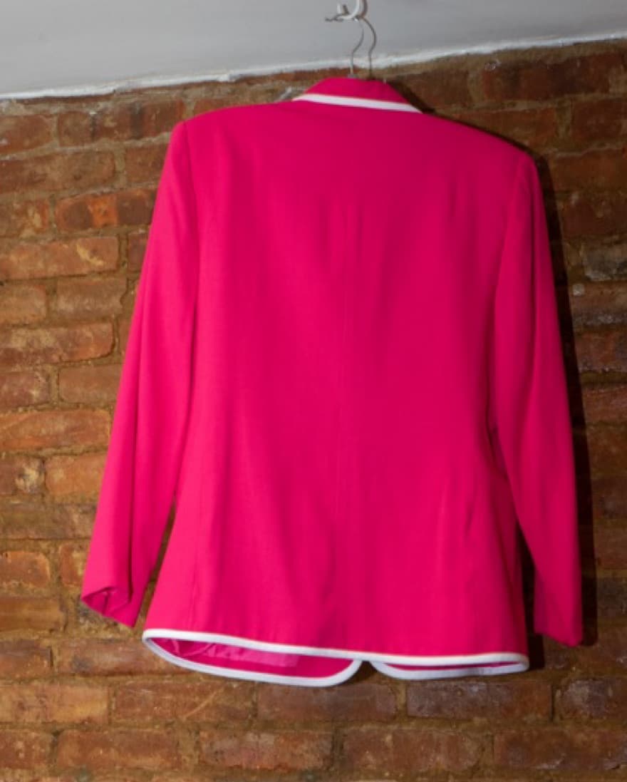 HOT PINK vintage blazer w/ white piping - Image 2