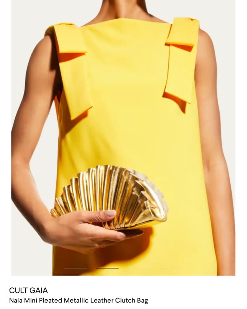 Metallic Pleated Leather Clutch Bag - Image 2