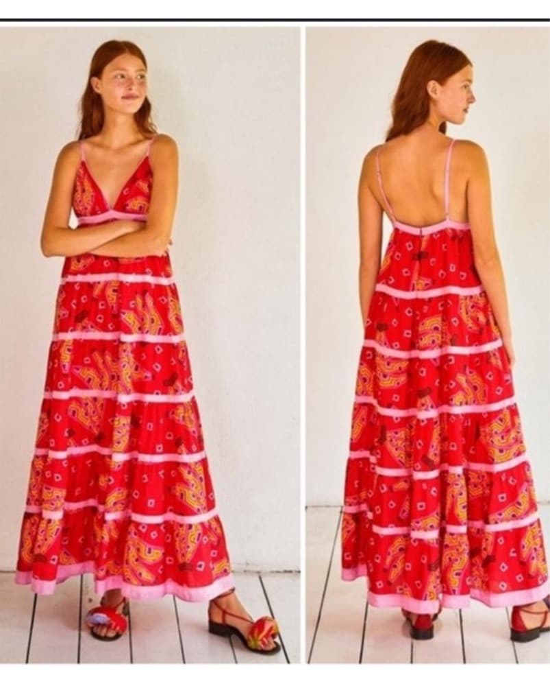 Vibrant Tropical Striped Maxi Dress - Image 3