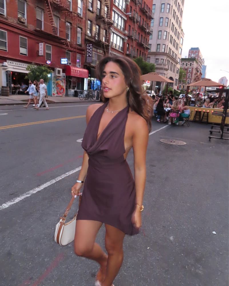 Satin Cowlneck Mini Dress - Image 3