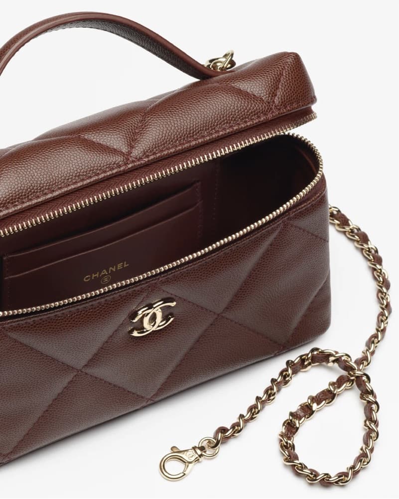 Chanel Brown & Gold Slim Vanity W/ Chain - Image 3