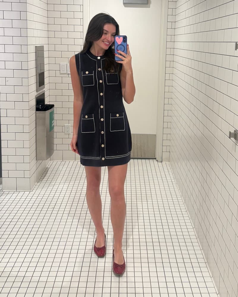 Maje Navy Contrast Stitch Mini Dress - Image 6
