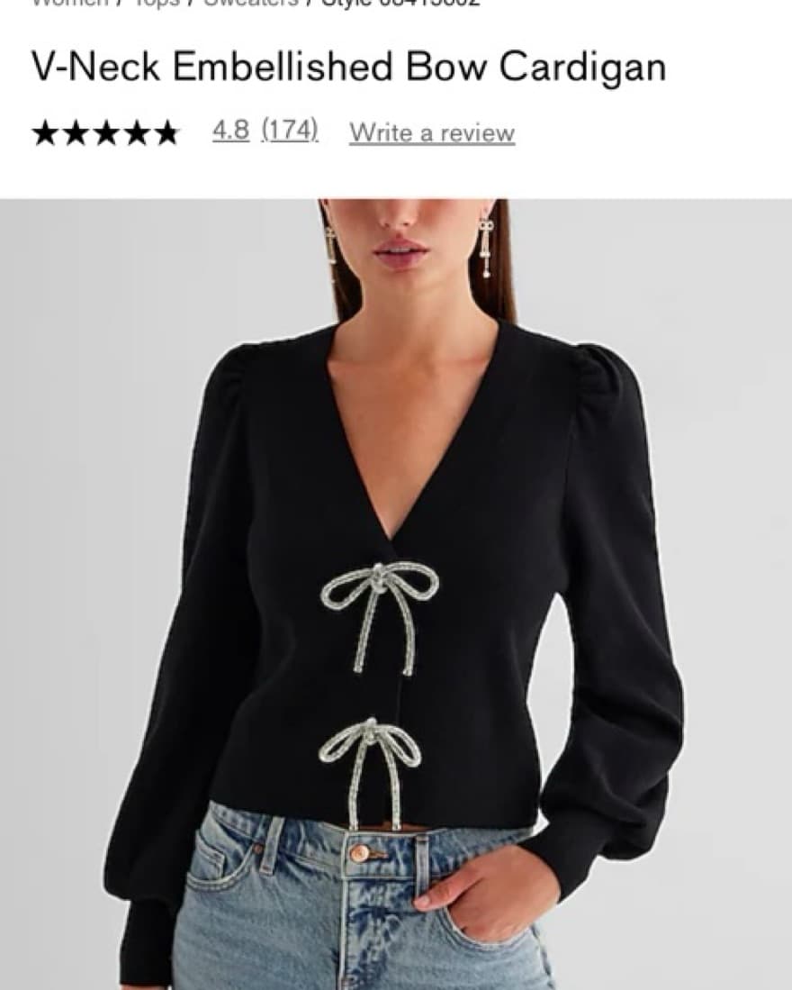 Elegant Black V-neck Bow Sweater - Image 2