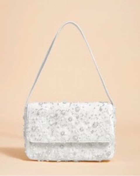 Embellsihed White Shoulder Bag - Image 1
