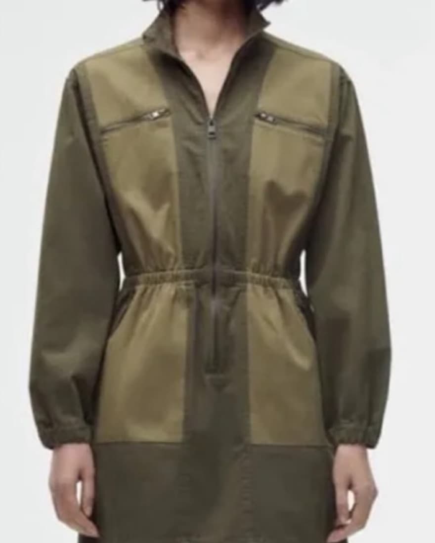 Zara Khaki Mini Dress Large - Image 2
