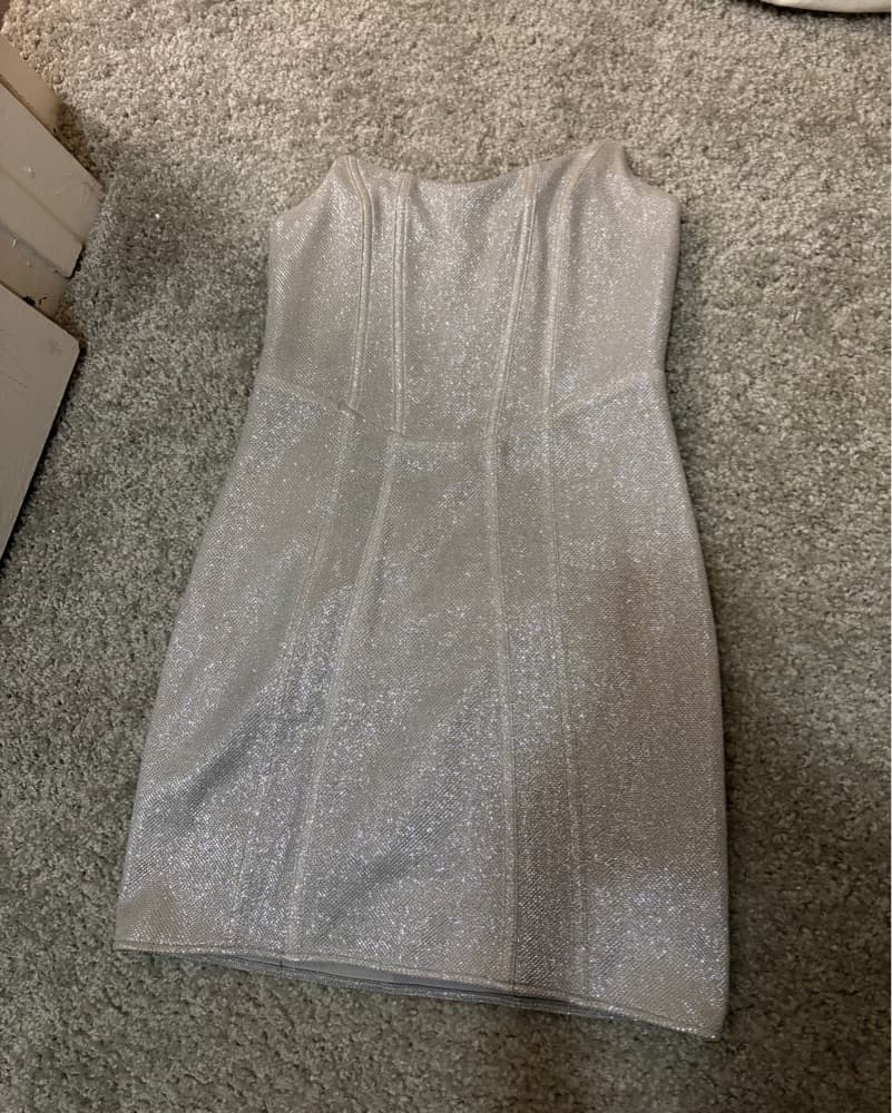 Gorgeous Silver Sparkly White Fox Dress - Image 4