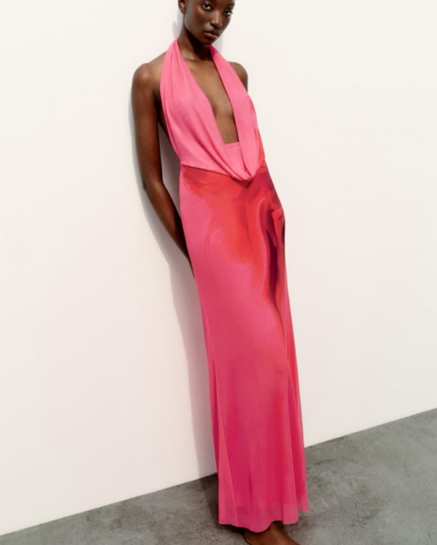 Zara - Draped Tulle Halter Dress - Image 5