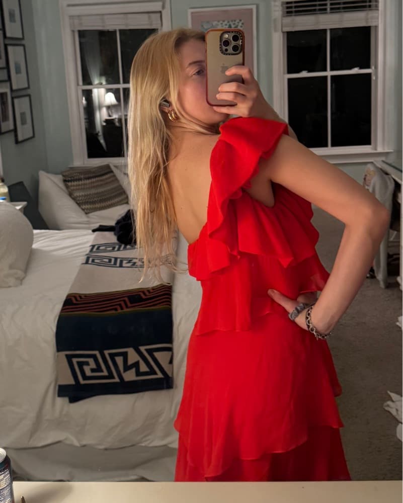 Givenchy Red Ruffle Dress - Image 4
