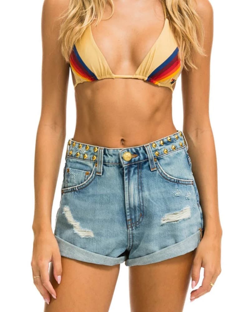RED bolt AV studded denim shorts - Image 2
