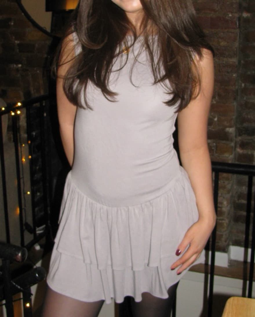 Aritzia Grey Ruffled Mini Dress - Image 1