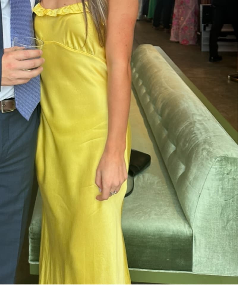 Yellow Satin Reformation Dress - Image 2